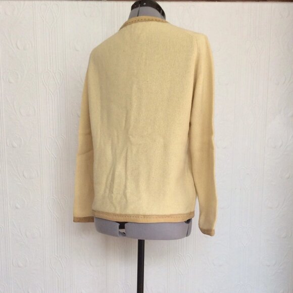 Saks fifth avenue 60s cashmere and suede cardigan - not perfect - Picture 4 of 5